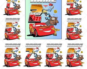 PNG personalizado de aniversário para menino, PNG de aniversário do McQueen, PNG de viagem em família 2025, PNG de aniversário com carro de corrida, idade e nome, PNG da turma do Carros da Pixar, PNG de modo férias