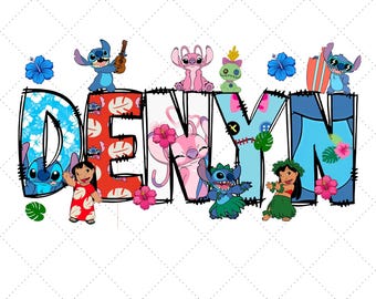 Benutzerdefinierte Stitch Geburtstagskind Png, personalisierte Name Stitch Png Png, Stich Mädchen Png, Disney Lilo Stitch Engel Png, WWW Disney World Stitch Png
