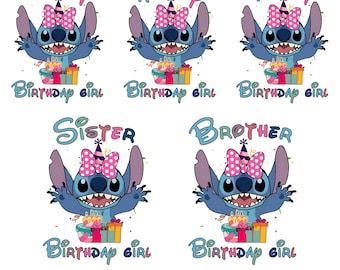 Disneystickerei Kinder Geburtstag Mädchen Png Passende Familie Stitch Disney Birthday Mädchen Png, Micky Geburtstag Junge Png, Lilo Stitch Geburtstag Png