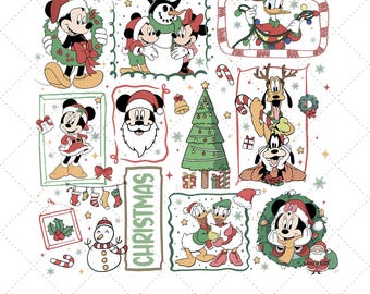 Retro Disney Santa Mickey And Friends Png, Mickey‘s Very Merry Christmas Party 2025 Png, WDW Disneyland Vacation Family Matching Trip Png