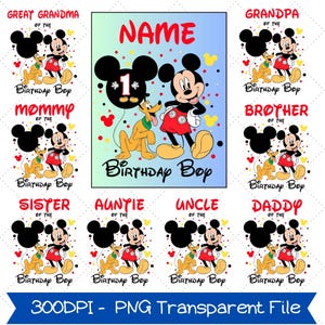 Personalized Mikcey Birthday Kid Png, Minnie Birthday Png, WDW Disney Birthday Boy Png, Disneyland Birthday Mouse Png, Custom Birthday Png