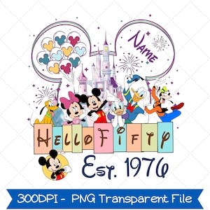 Mickey y sus amigos, cumpleaños de 50 años de Disneyland, PNG, regalo de cumpleaños de Hello Fifty (1976), orejas de Mickey, castillo de Disney, cumpleaños de niño, PNG