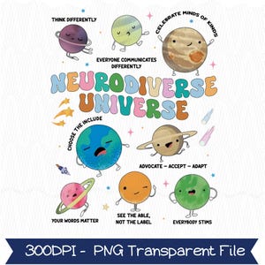 Neurodiverse Universe Png, Autism Awareness Shirt, Mental Health Png, Sped Teacher Png, Space Neurodiversity Png, Special Education Png