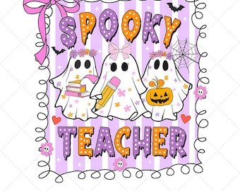Spooky Teacher Ghost PNG, Halloween Sublimation (Digital Download)