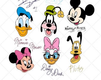 Mickey and Friends Signatures Png, Magical Disney Characters Png,Disney Mouse Head Png, Mickey & Co Disney Png, Minnie Mouse Disneyland Trip