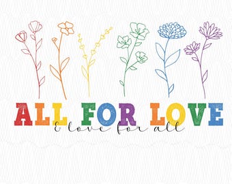 PNG floral del Mes del Orgullo, diseño "Todo por Amor" (Descarga digital)