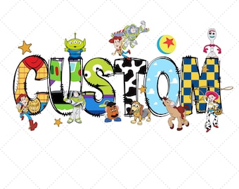 Nombre personalizado de Toy Story (en formato PNG), Familia Disney (en formato PNG), Cumpleaños personalizado de Woody, Buzz, Jessie (en formato PNG), Familia Toy Story (en formato PNG), Cumpleaños de WDW Disneyland (en formato PNG)