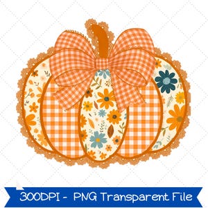 Preppy Floral Fall Pumpkin png, Pumpkin Lace png, Autumn png, Coquette Fall png, Pumpkin Spice Png, Tis The Season, Ditsy Floral Fall png