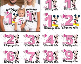 Anpassad Minnie födelsedag png, Musse Pigg födelsedag png, Minnie födelsedagsflicka png, Minnie Mouse födelsedag familj matchande png, WDW Disneyland familj