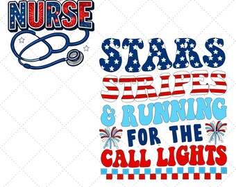 American Flag Nurse PNG, 4th of July Design (Digital Download)