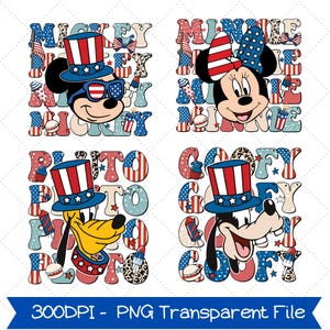 4th of July Mickey & Friends Png, Disney Family Png, Disney Trip Png, Disney 4th of July Png, 4th of July Mickey and Friends, American Flag