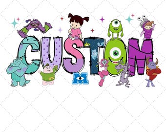 Custom Name Monster Inc Birthday Png, Monsters University Family Matching Birthday Trip Png, Sully Mike Boo Family Group WDW Disneyland Trip