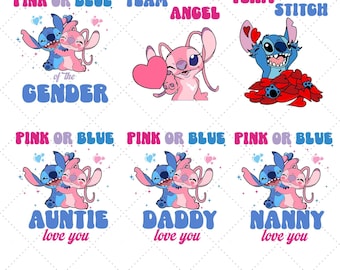 Rivelazione del sesso del bambino con punto personalizzato in formato PNG, Baby Shower Disney in formato PNG, Famiglia rosa o blu ti ama, Annuncio di gravidanza carino in formato PNG, Squadra maschio o femmina