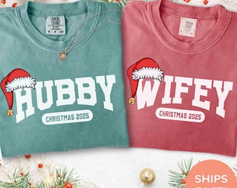 Matching Christmas Couple PNG, Wifey Hubby, First Xmas (Digital Download)