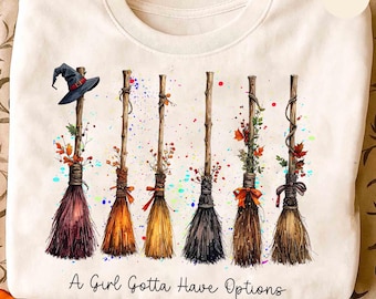 Girly Witch Brooms PNG, Retro Spooky Halloween, Cozy Fall Sublimation (Digital Download)