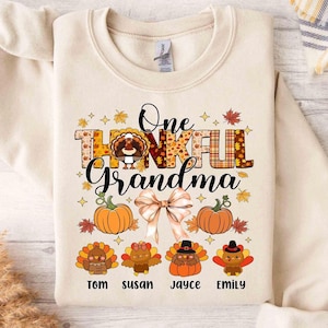 Una nonna riconoscente, Ringraziamento autunnale, PNG, Tacchino personalizzato per il Ringraziamento, PNG, Tacchino nonna, Nome personalizzato per bambini, Zucca