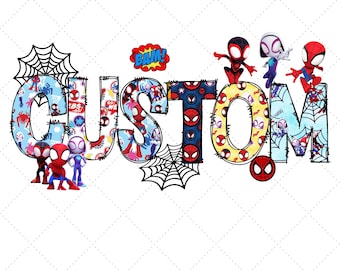 Custom Name Spidey & His Amazing Friends Birthday Png, Heroes Custom Birthday Family Matching Png, Ghost Spider Birthday Png, Heroes Name