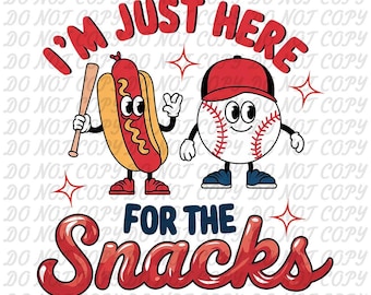 I'm Just Here For The Snacks Baseball Shirt design, Retro baseball png