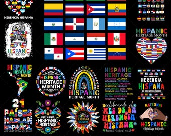 Pacchetto PNG del Mese del patrimonio ispanico, bandiere latinoamericane (download digitale)