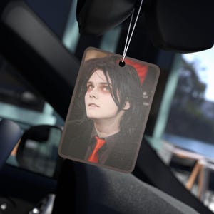 Gerard Way Car Air Freshener | Pine, Black Ice, New Car Scent | Emo Gothic Car Accessory | MCR Fan Gift image 1