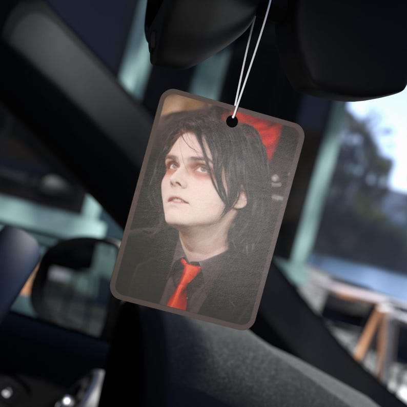 Gerard Way Car Air Freshener | Pine, Black Ice, New Car Scent | Emo Gothic Car Accessory | MCR Fan Gift image 1