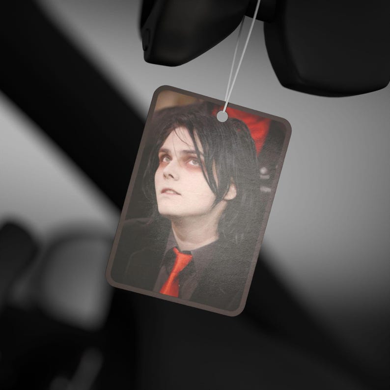 Gerard Way Car Air Freshener | Pine, Black Ice, New Car Scent | Emo Gothic Car Accessory | MCR Fan Gift image 3