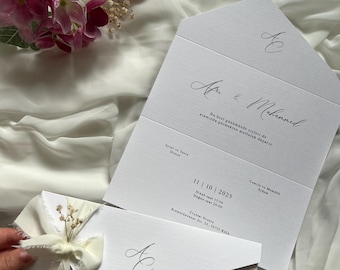 Handmade, elegant invitation cards | Wedding invitations | Personalized | Folded | Folded card