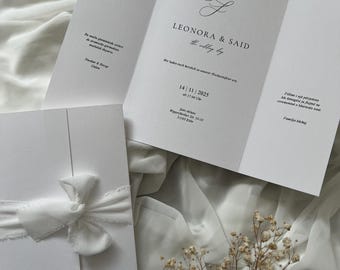 Wedding invitation card with ribbon | DIN A4 folded | personalized