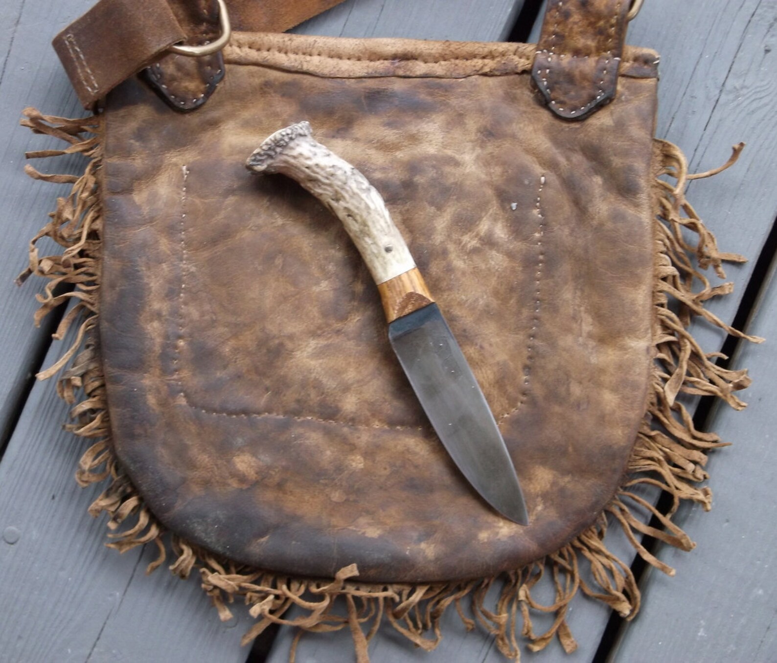 Fringed Mountain Man Possibles Bag with Attached Knife and Etsy