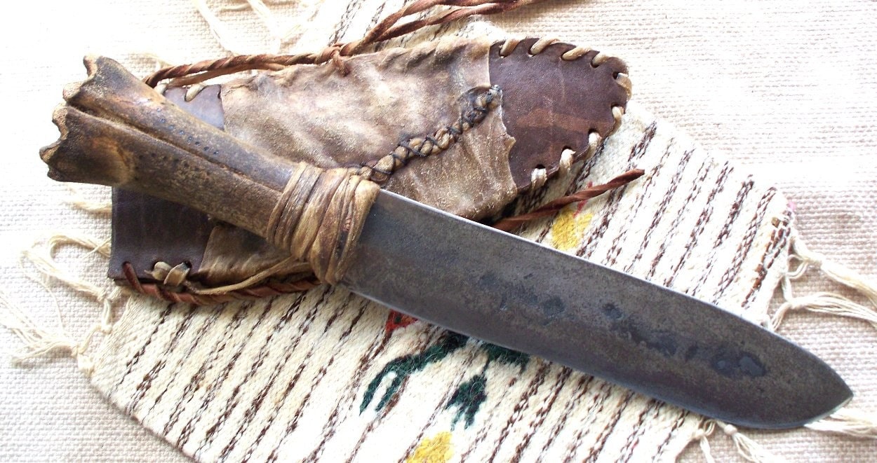 Large Primitive Mountain Man Bone Handle Knife OOAK Apocalypse Etsy