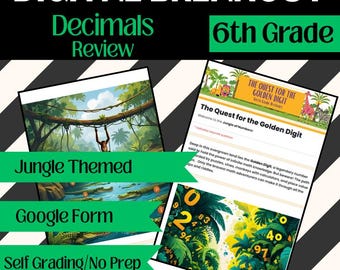 6th Grade Decimal Operations Escape Room | Jungle Math Review (Google Form)