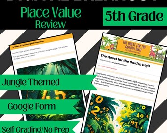 5th Grade Jungle Place Value Escape Room | Google Form (Digital Download)