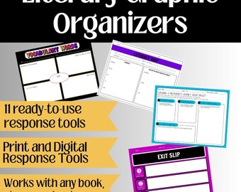 Literary Graphic Organizers | ELA Novel Study, Reading Response (Print & Digital)