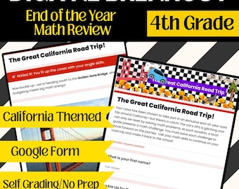 4th Grade Math Escape Room | California Road Trip (Google Form)