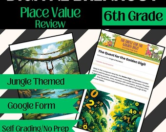 6th Grade Jungle Place Value Digital Escape Room (Google Form)