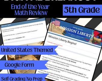 5th Grade Math Review: U.S. History Digital Breakout (Google Forms)