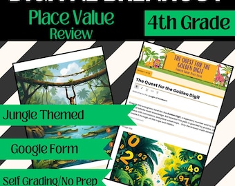 4th Grade Jungle Place Value Digital Escape Room (Google Form)