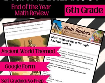 6th Grade Math Review, Ancient World Digital Escape Room (Google Form)