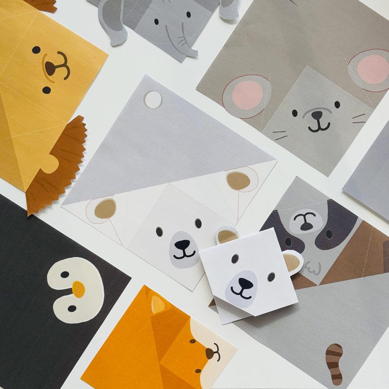 Printable Origami Animal Finger Puppets ｜ Bookmarks – Bear & Polar ...