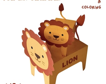 3D Lion Craft – Printable Paper Safari Animal Toy (PDF)
