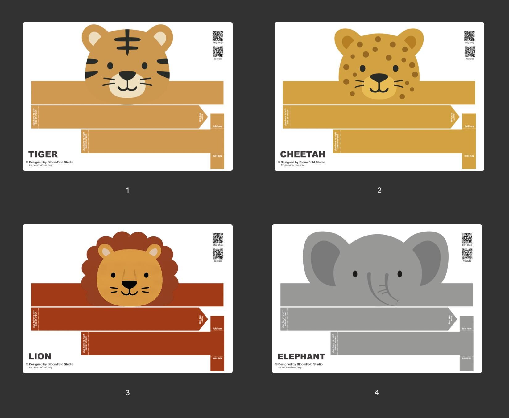Safari Animal Headband Printable | DIY Jungle Party Crown (PDF) - Etsy