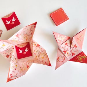 Viktorianische botanische Puzzle Geldbörse - Taube & Blumen bedruckbar, DIY Liebesbrief Umschlag, Valentinstag Geschenk, Hochzeitsbevorzugung, Vintage Papier Handwerk