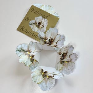 Conjunto de bolsa de quebra-cabeça de flores para impressão – Iris branca marfim | Presente de mensagem oculta faça você mesmo | Proposta surpresa, LoveNote e lembrança | Download digital instantâneo
