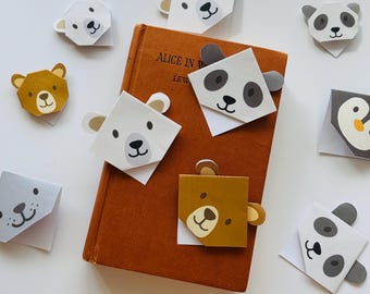 Marionetas de dedo de animales de origami imprimibles | Marcapáginas – Osos y amigos polares (PDF)