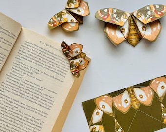Polyphemus Moth Origami Bookmarks – Vintage Insect Art (Printable)
