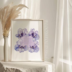 Ensemble de sacs à main casse-tête fleurs imprimables – Iris violet | Cadeau à faire soi-même avec un message caché | Proposition surprise, mot d'amour et souvenir|Téléchargement numérique instantané