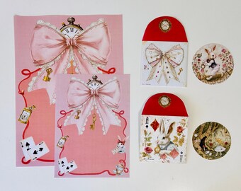 Alice in Wonderland Stationery | Printable Letter Set, Envelopes (Digital Download)