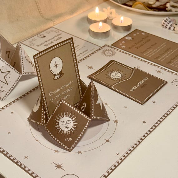 Printable Mystic Fortune Teller Kit, Oracle Kit – Soul Guidance Cards & Desk Mat (PDF)