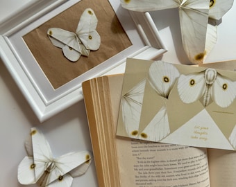 Printable White Butterfly Bookmark – Origami Corner Clip (PDF)