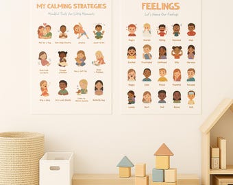 Calming Corner Posters – Feelings & Calming Strategies Kids | Mindfulness Posters,Calm Down Techniques, SEL Tools,Classroom Decor,Montessori